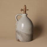 Antique Salt Glazed Stoneware Jug with Wooden Spigot