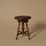 Late 19th Century Adjustable Swivel Stool with Glass Ball Claw Feet