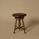 Late 19th Century Adjustable Swivel Stool with Glass Ball Claw Feet