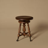 Late 19th Century Adjustable Swivel Stool with Glass Ball Claw Feet
