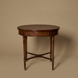 Table ronde française de style Louis XVI en loupe de bois vers 1900