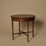 Table ronde française de style Louis XVI en loupe de bois vers 1900