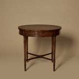Table ronde française de style Louis XVI en loupe de bois vers 1900