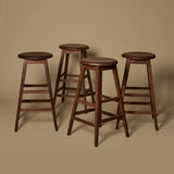 Ensemble de quatre tabourets de bar vintage en bois massif des années 1950 par H. Krug