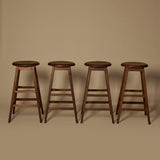 Ensemble de quatre tabourets de bar vintage en bois massif des années 1950 par H. Krug