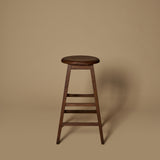 Ensemble de quatre tabourets de bar vintage en bois massif des années 1950 par H. Krug