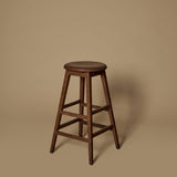 Ensemble de quatre tabourets de bar vintage en bois massif des années 1950 par H. Krug