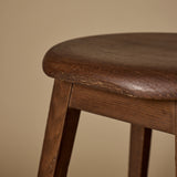 Ensemble de quatre tabourets de bar vintage en bois massif des années 1950 par H. Krug