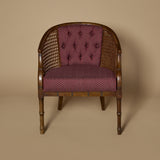 Fauteuil tonneau Regency en faux bambou et cannage