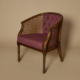 Fauteuil tonneau Regency en faux bambou et cannage