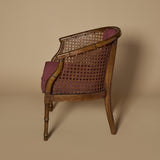 Fauteuil tonneau Regency en faux bambou et cannage