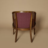 Fauteuil tonneau Regency en faux bambou et cannage