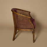 Fauteuil tonneau Regency en faux bambou et cannage