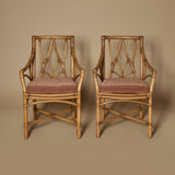 Ensemble de deux fauteuils italiens vintage en bambou style Chippendale