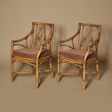 Ensemble de deux fauteuils italiens vintage en bambou style Chippendale
