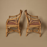 Ensemble de deux fauteuils italiens vintage en bambou style Chippendale