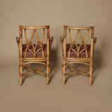 Ensemble de deux fauteuils italiens vintage en bambou style Chippendale