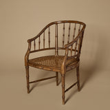 Chaise Regency en faux bambou et canne des années 1970