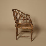 Chaise Regency en faux bambou et canne des années 1970
