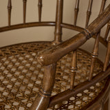 Chaise Regency en faux bambou et canne des années 1970