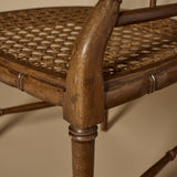 Chaise Regency en faux bambou et canne des années 1970