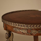 Pair of Circa 1900s French Empire Marquetry Side Tables with Caryatid Ormolu Mounts