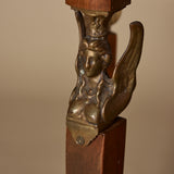 Pair of Circa 1900s French Empire Marquetry Side Tables with Caryatid Ormolu Mounts