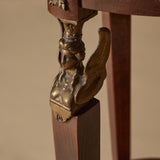 Pair of Circa 1900s French Empire Marquetry Side Tables with Caryatid Ormolu Mounts