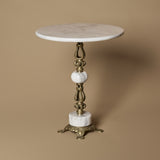 Vintage Hollywood Regency Brass & Marble Pedestal Accent Table