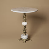 Vintage Hollywood Regency Brass & Marble Pedestal Accent Table
