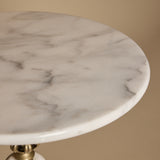 Vintage Hollywood Regency Brass & Marble Pedestal Accent Table