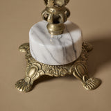 Vintage Hollywood Regency Brass & Marble Pedestal Accent Table