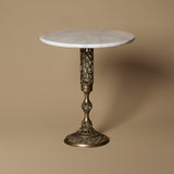 Vintage Art Nouveau Style Marble & Brass Openwork Pedestal Table