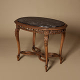 Circa 1900 French Louis XVI style Carved Wood & Marble Side Table