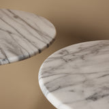 Duo Of Vintage Art Nouveau Style Marble & Brass Openwork Pedestal Tables