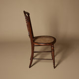 Antique Victorian Carved Wood Chair with Cane Seat