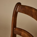 Circa 1900 Chaise à dossier en échelle en bois antique avec siège en canne