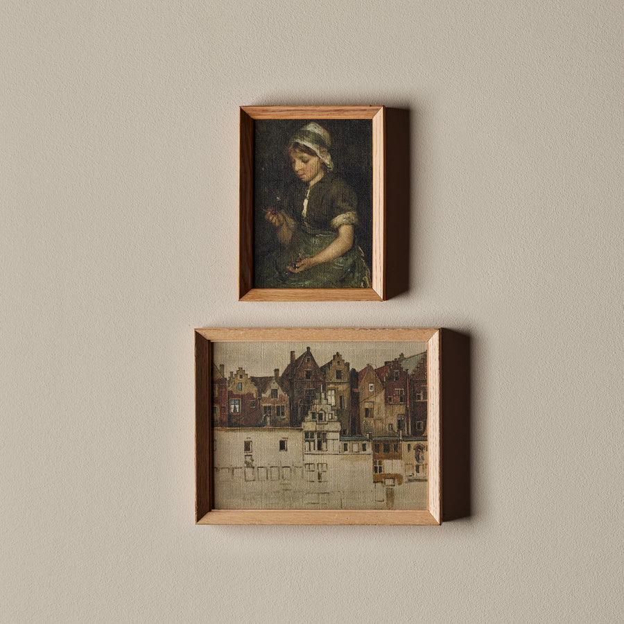 The Duo of mini frames La fillette aux cerises & Les maisons d'Antwerp