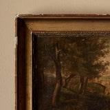 European Landscape Oil Painting with Bridge C.1900