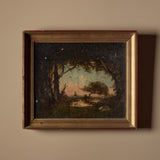Late 1800s Unsigned European Tonalist Forest Landscape Painting (26" x 22")