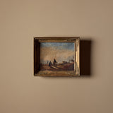 Peinture de paysage pastoral européen vers 1900 non signée (13" x 11")