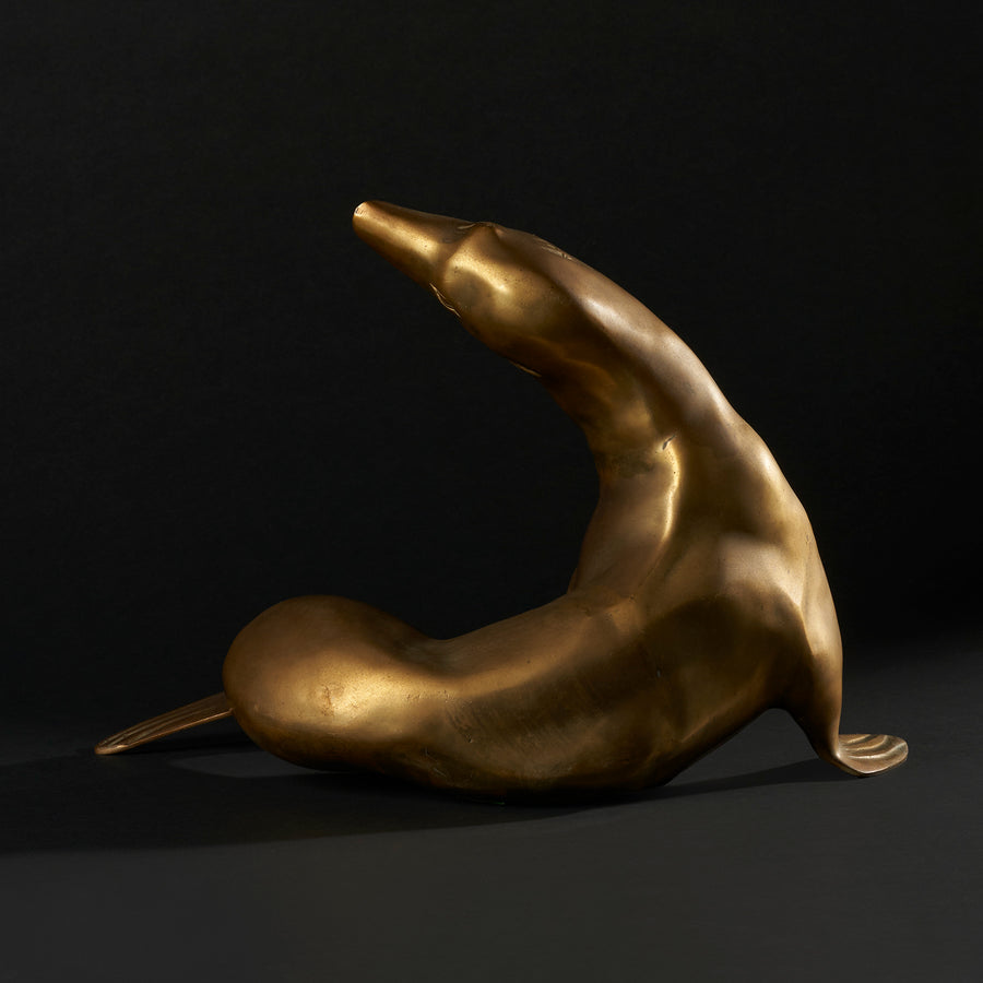 Large Brass Midcentury Sea Lion Sculpture