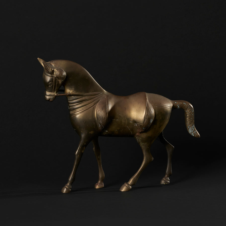 Rare 1970s Persian Brass Horse Statuette