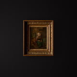 Early 20th Century Oil on Canvas of Woman in a Linen Room