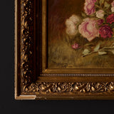 European Antique Still Life of Roses Signed & Dated 1898