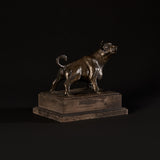Bronze Charging Bull on Wooden Pedestal