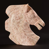 Sculpture moderne de tête de cheval en marbre sculptée à la main du milieu du siècle