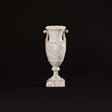 Antique Carved Alabaster Amphora Urn with Scroll Handles