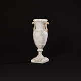 Antique Carved Alabaster Amphora Urn with Scroll Handles