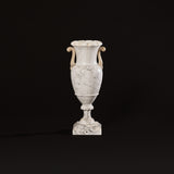 Antique Carved Alabaster Amphora Urn with Scroll Handles